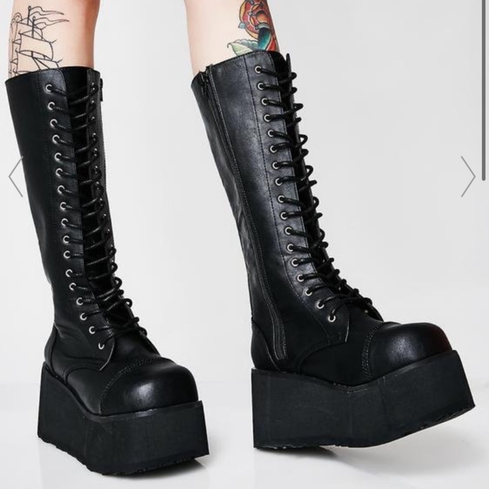 Demonia black platform boots